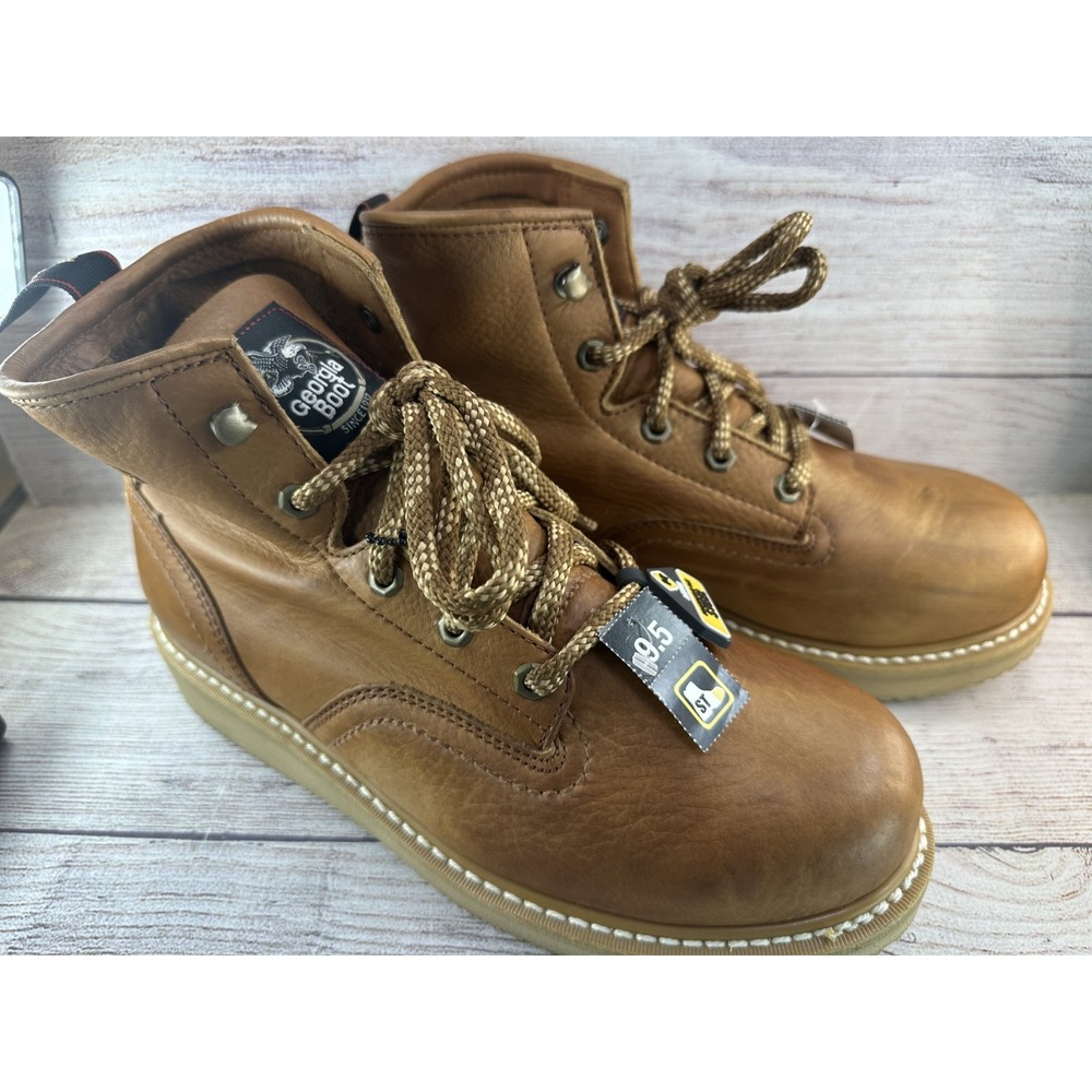 Georgia Boot Men's Brown Steel Toe Lace Up Wedge Work Boots G6342 Size 9.5 M